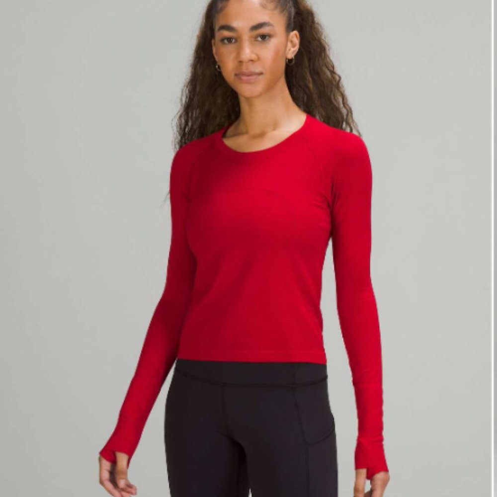 lululemon Race Length Dark Red Swiftly LS
